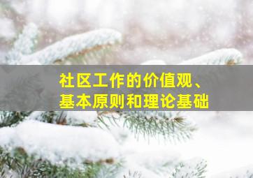 社区工作的价值观、基本原则和理论基础