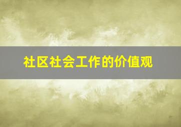 社区社会工作的价值观