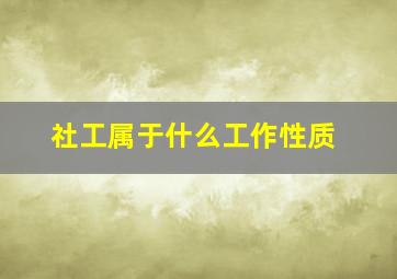 社工属于什么工作性质