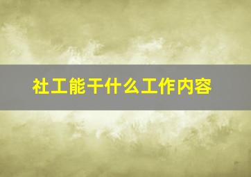 社工能干什么工作内容