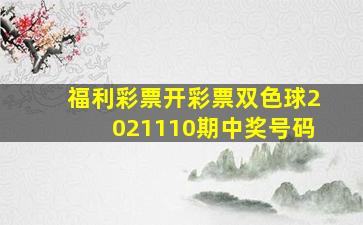 福利彩票开彩票双色球2021110期中奖号码