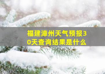 福建漳州天气预报30天查询结果是什么