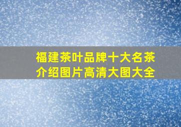 福建茶叶品牌十大名茶介绍图片高清大图大全