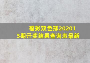 福彩双色球202013期开奖结果查询表最新