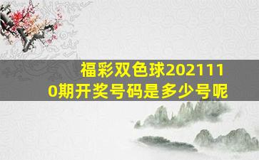 福彩双色球2021110期开奖号码是多少号呢