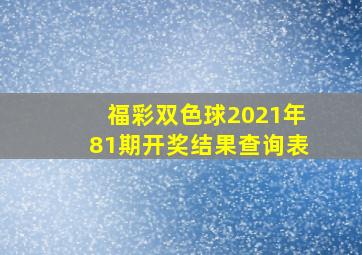 福彩双色球2021年81期开奖结果查询表