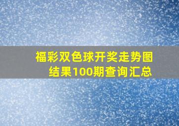 福彩双色球开奖走势图结果100期查询汇总