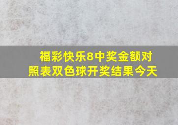 福彩快乐8中奖金额对照表双色球开奖结果今天