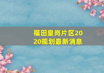 福田皇岗片区2020规划最新消息