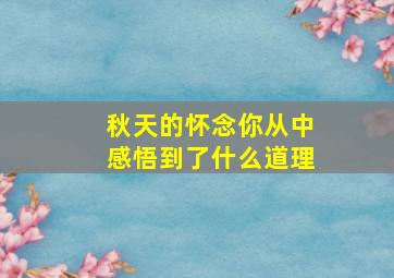 秋天的怀念你从中感悟到了什么道理