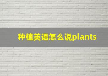 种植英语怎么说plants