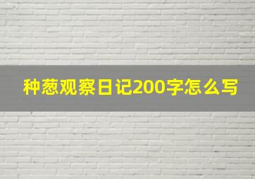 种葱观察日记200字怎么写