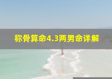 称骨算命4.3两男命详解