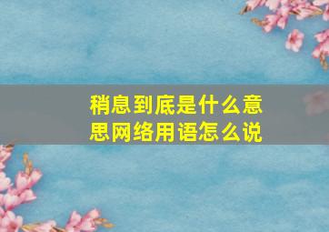 稍息到底是什么意思网络用语怎么说