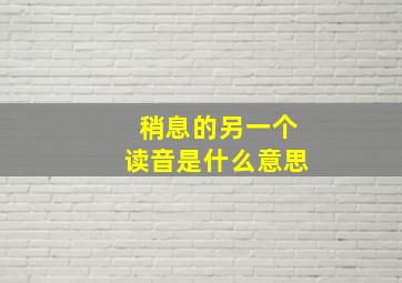 稍息的另一个读音是什么意思