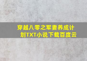 穿越八零之军妻养成计划TXT小说下载百度云