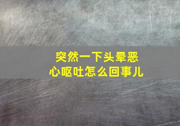 突然一下头晕恶心呕吐怎么回事儿