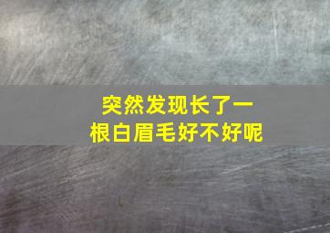 突然发现长了一根白眉毛好不好呢