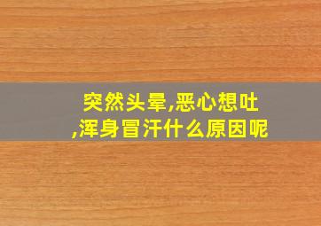 突然头晕,恶心想吐,浑身冒汗什么原因呢