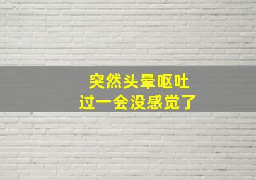 突然头晕呕吐过一会没感觉了