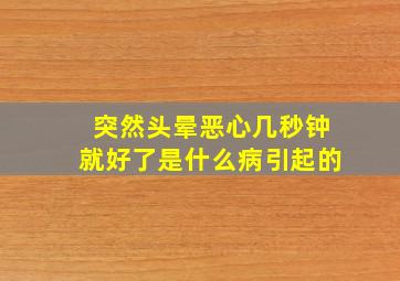 突然头晕恶心几秒钟就好了是什么病引起的