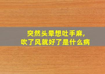 突然头晕想吐手麻,吹了风就好了是什么病