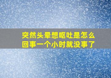 突然头晕想呕吐是怎么回事一个小时就没事了