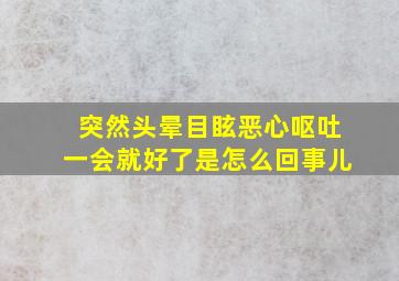 突然头晕目眩恶心呕吐一会就好了是怎么回事儿