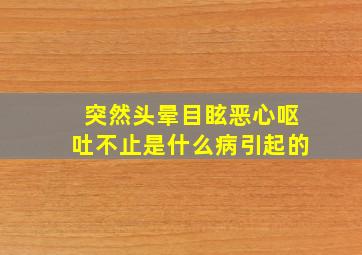 突然头晕目眩恶心呕吐不止是什么病引起的