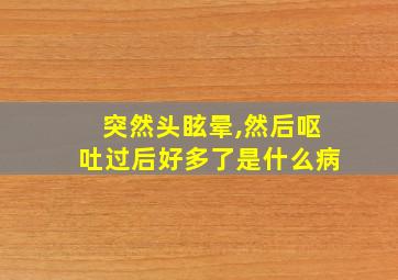 突然头眩晕,然后呕吐过后好多了是什么病