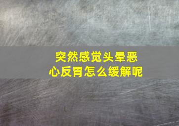 突然感觉头晕恶心反胃怎么缓解呢