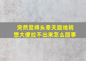 突然觉得头晕天旋地转想大便拉不出来怎么回事