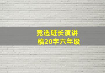 竞选班长演讲稿20字六年级