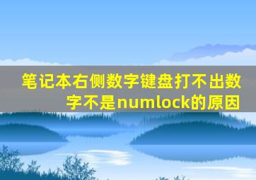 笔记本右侧数字键盘打不出数字不是numlock的原因