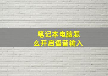 笔记本电脑怎么开启语音输入