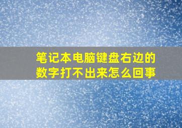 笔记本电脑键盘右边的数字打不出来怎么回事