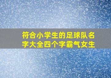 符合小学生的足球队名字大全四个字霸气女生