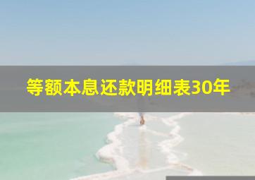 等额本息还款明细表30年