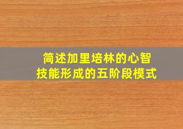 简述加里培林的心智技能形成的五阶段模式