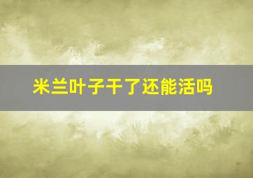 米兰叶子干了还能活吗