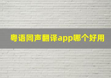 粤语同声翻译app哪个好用