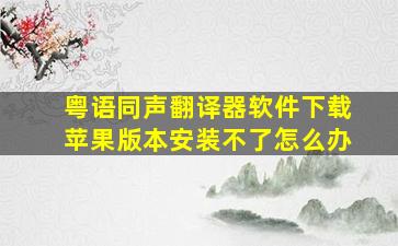 粤语同声翻译器软件下载苹果版本安装不了怎么办