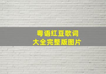 粤语红豆歌词大全完整版图片