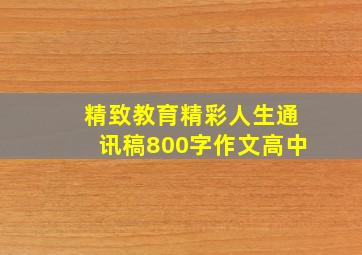 精致教育精彩人生通讯稿800字作文高中