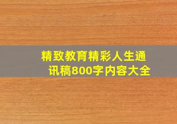 精致教育精彩人生通讯稿800字内容大全