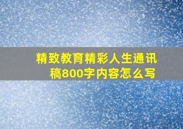 精致教育精彩人生通讯稿800字内容怎么写