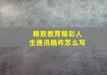 精致教育精彩人生通讯稿件怎么写