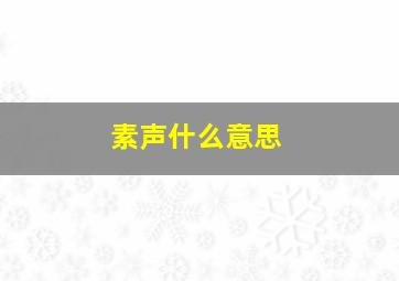 素声什么意思