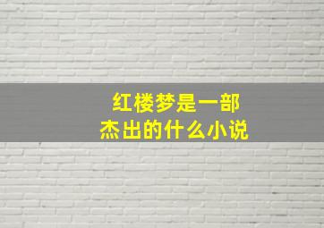 红楼梦是一部杰出的什么小说