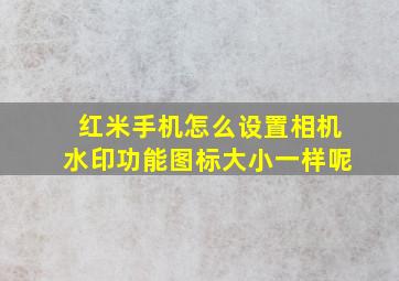 红米手机怎么设置相机水印功能图标大小一样呢